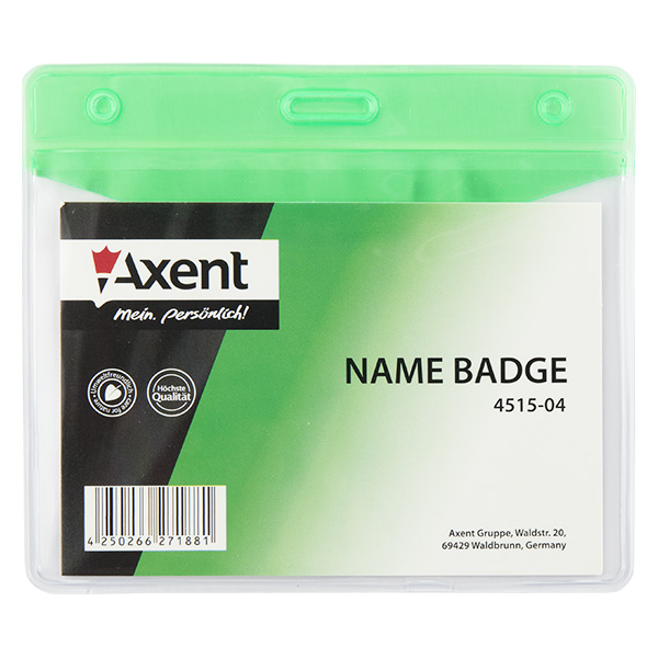 Бейдж Axent 4515-04-A горизонтальный, глянцевый, зеленый, 100х70 мм